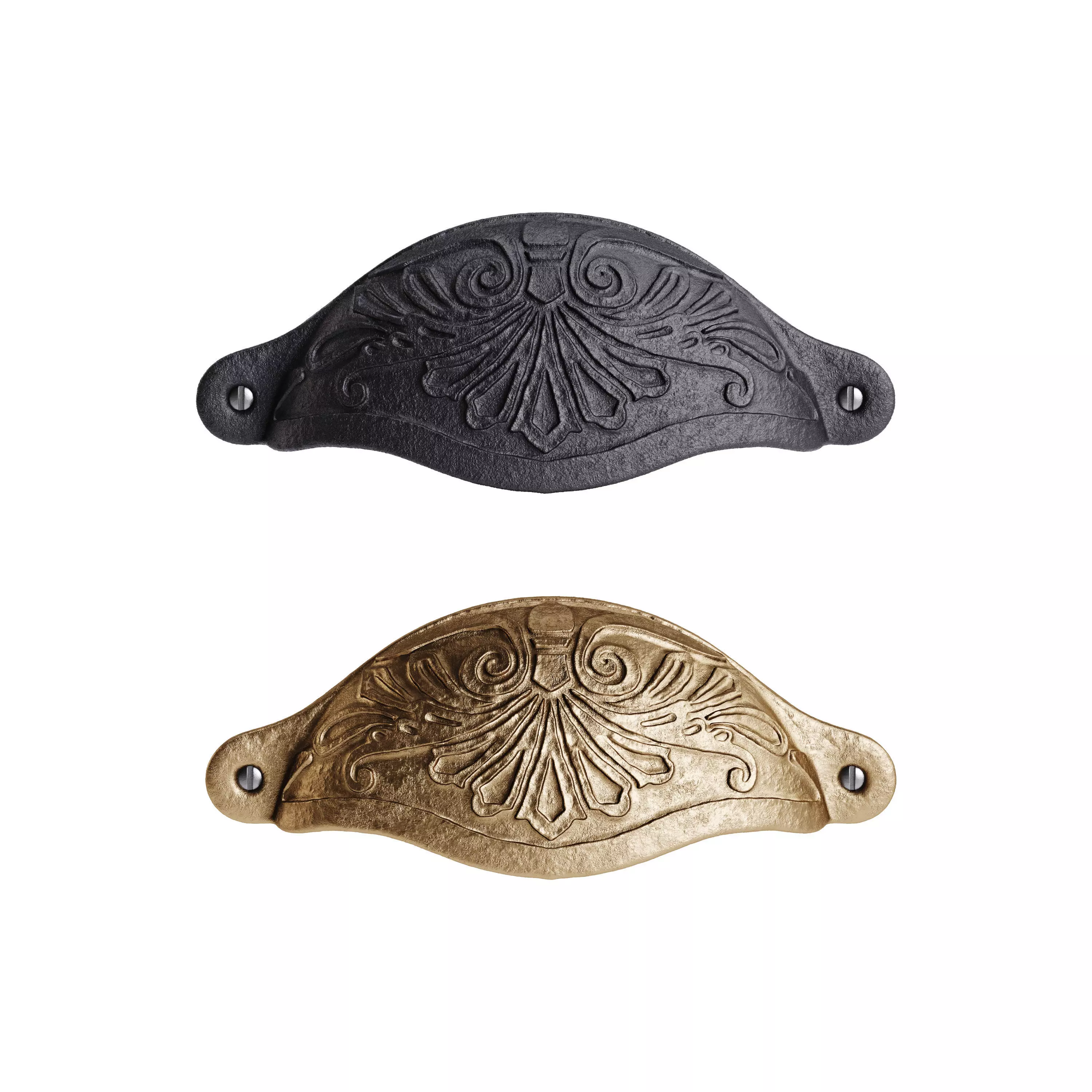 Cabinet or Drawer Bin Pull Black Iron Cup 3D model