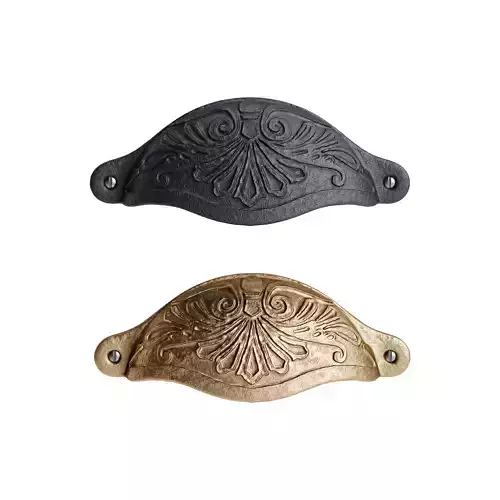 Cabinet or Drawer Bin Pull Black Iron Cup