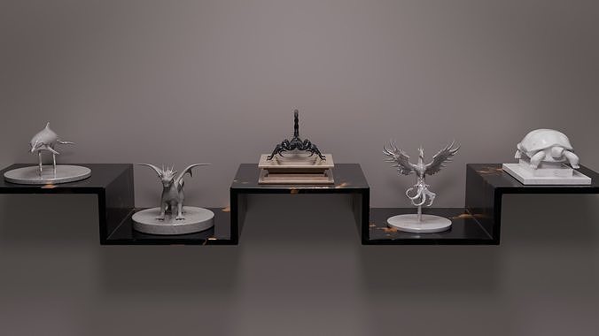 Set of five product statues for house decoration Low-poly 3D model