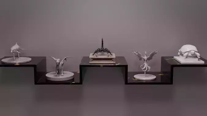 Set of five product statues for house decoration