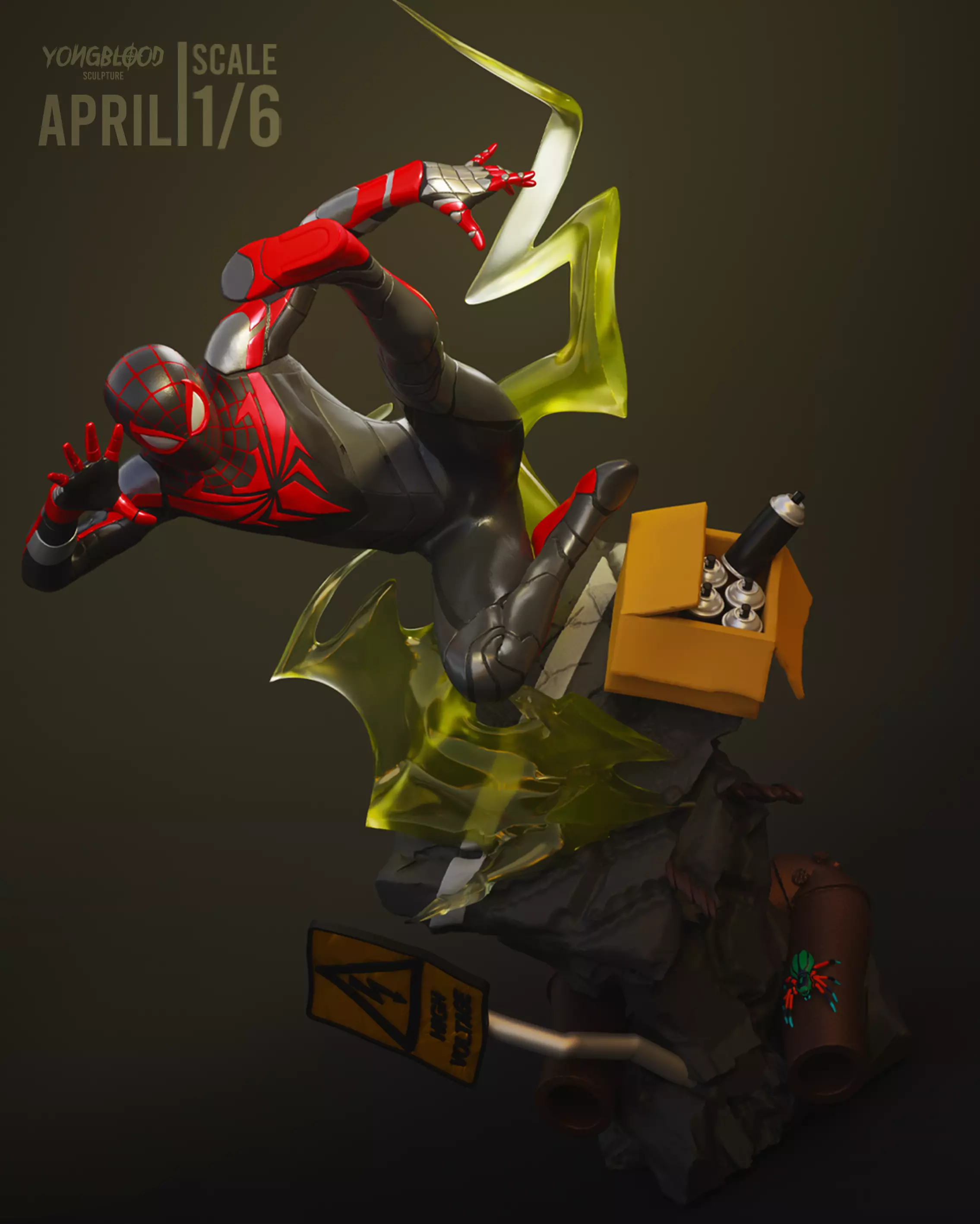 Spiderman Miles Morales - Yongblood Sculpture 3D print model_0