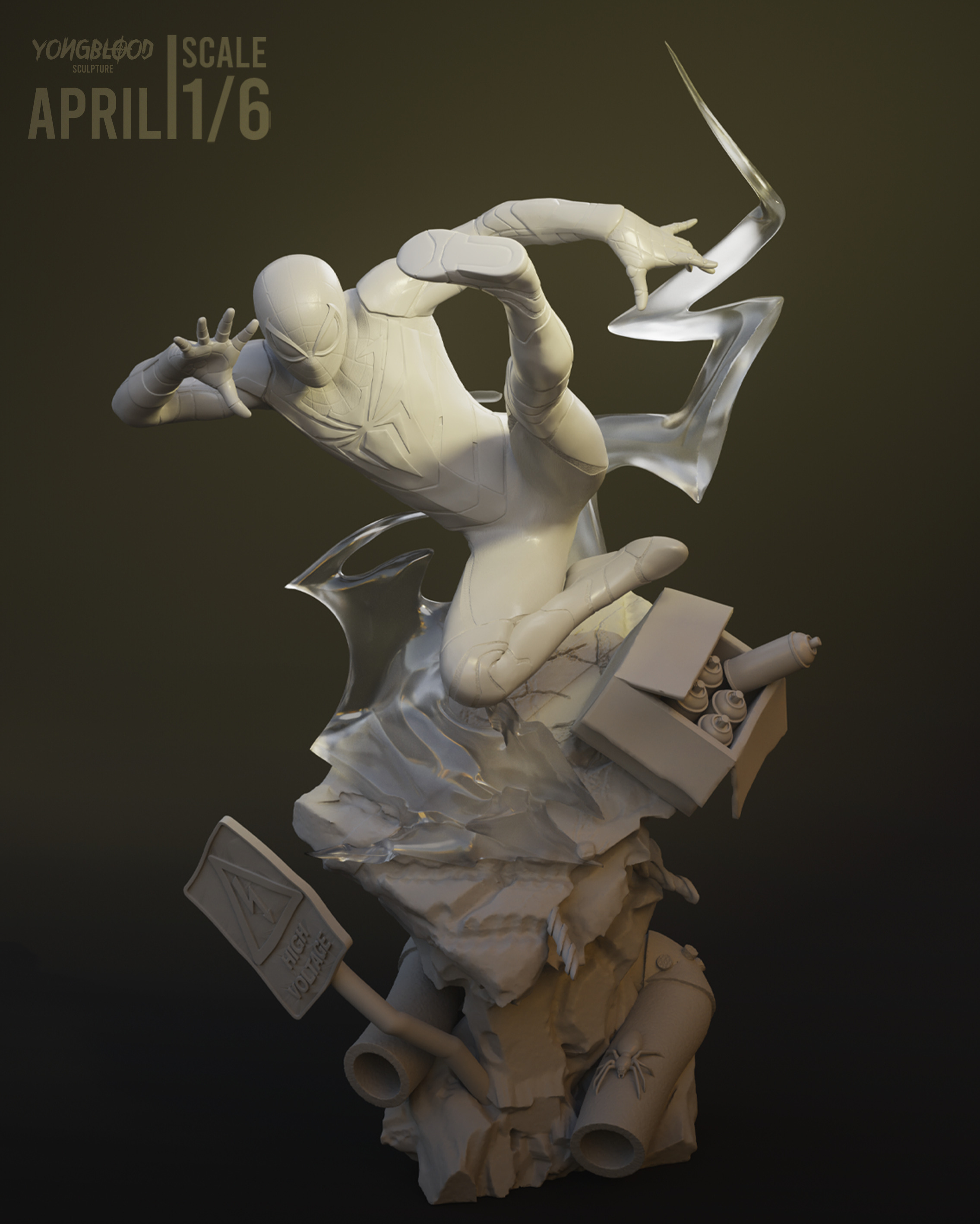 Spiderman Miles Morales - Yongblood Sculpture 3D print model_8