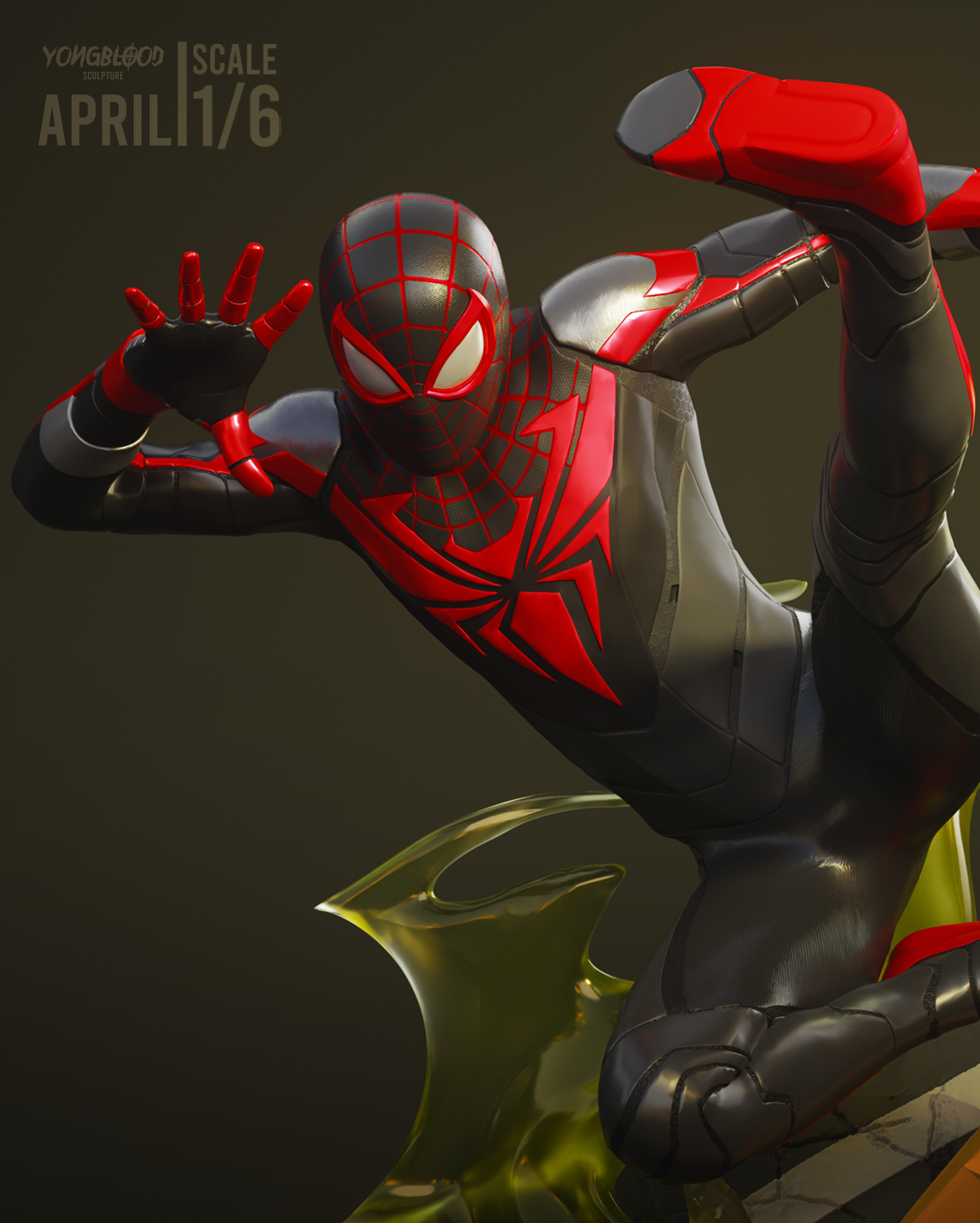 Spiderman Miles Morales - Yongblood Sculpture 3D print model_2