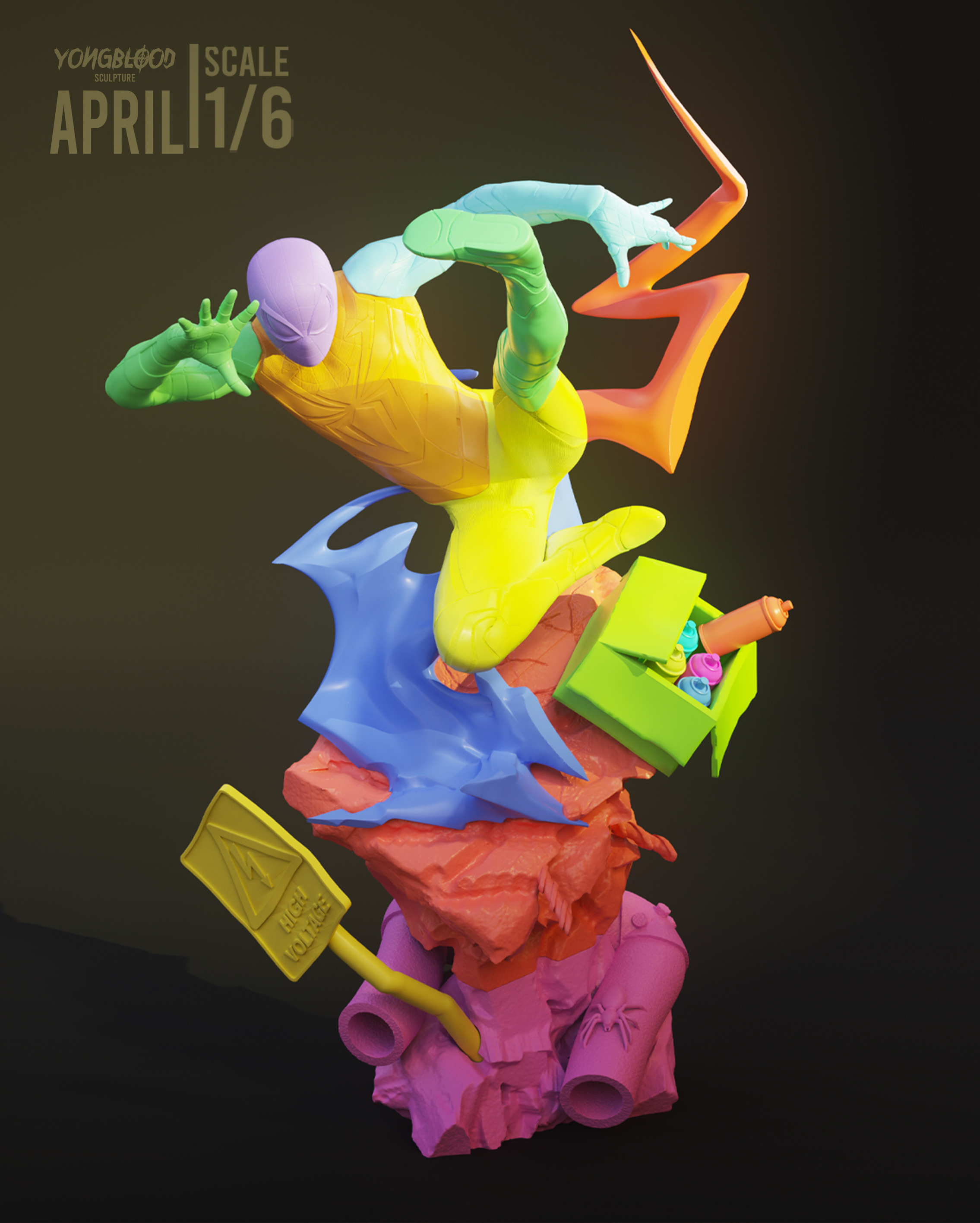 Spiderman Miles Morales - Yongblood Sculpture 3D print model_9