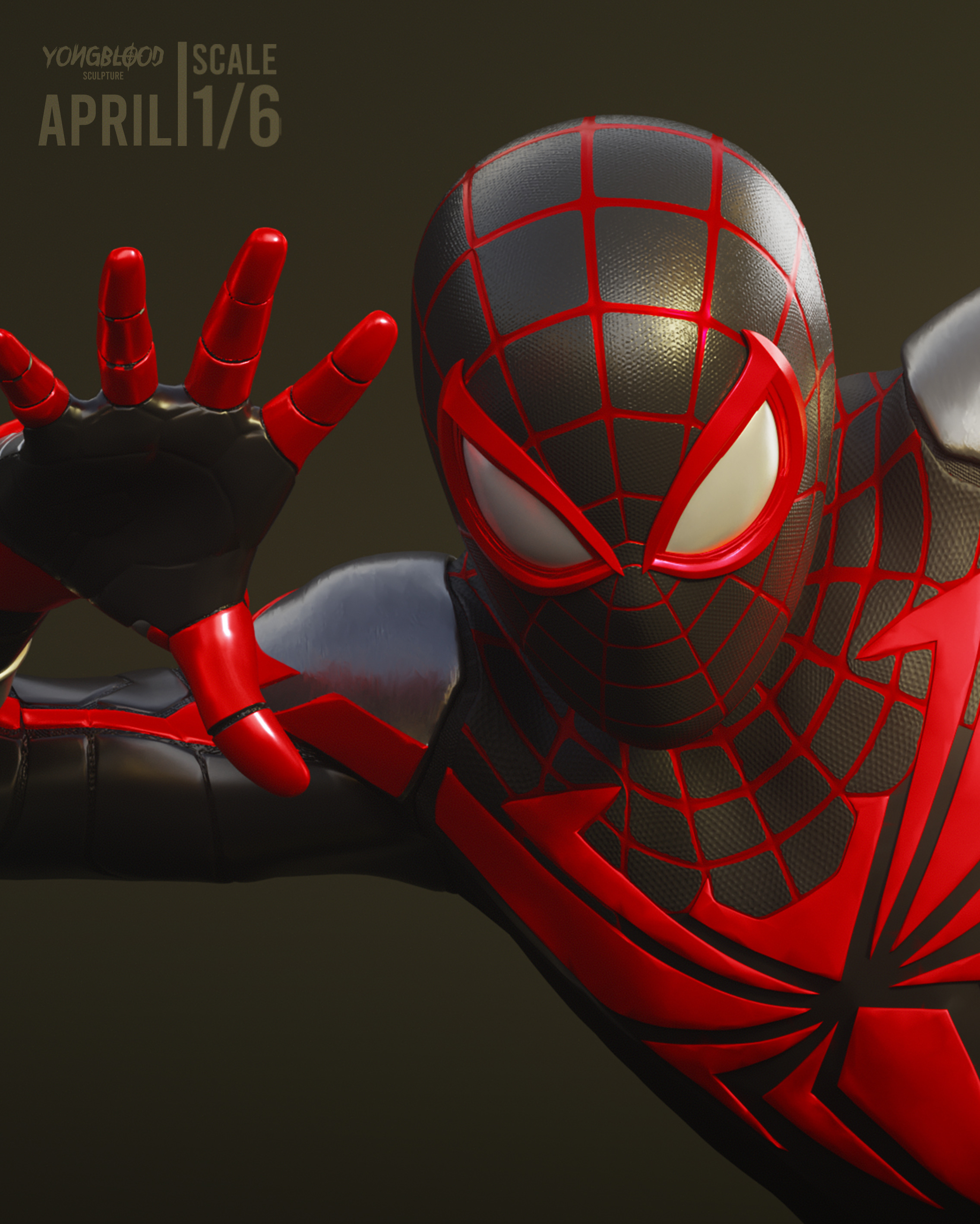 Spiderman Miles Morales - Yongblood Sculpture 3D print model_1