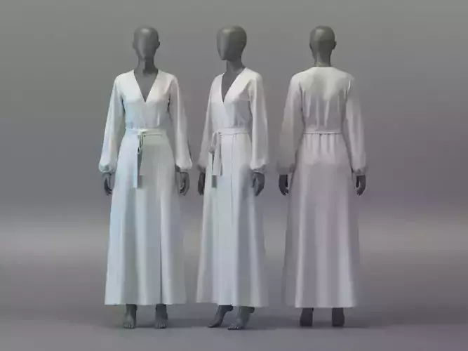 Balloon Sleeve Wrap Gown