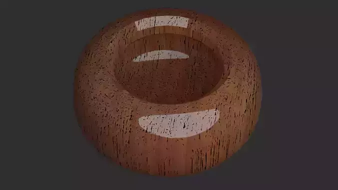 Bowl in ancient style dark wood dirty with oil on surface