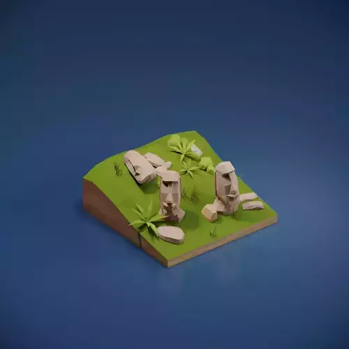 Easter Island Low-poly 3D model