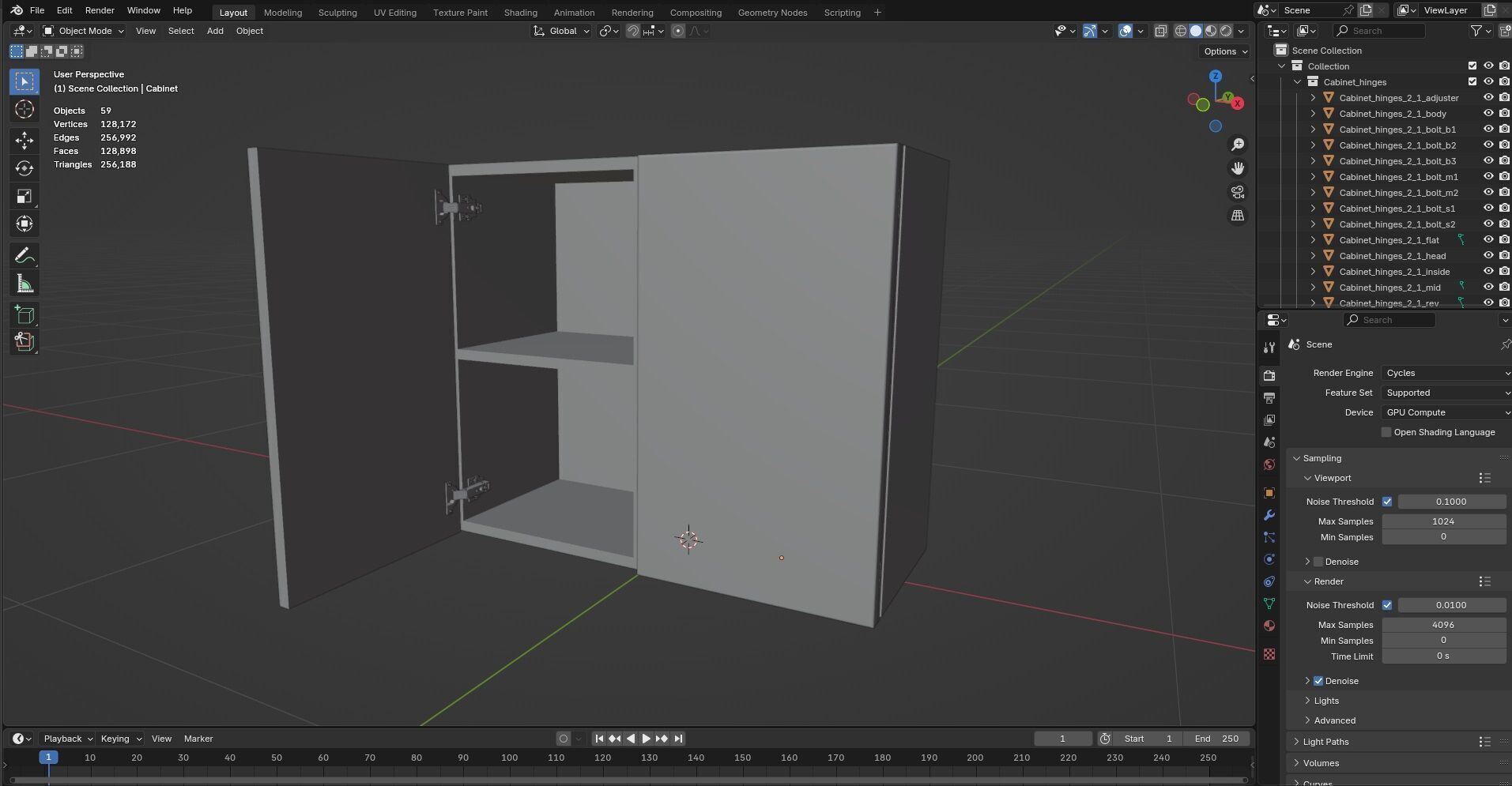 Cabinet with Hinges CG1 3D model_12