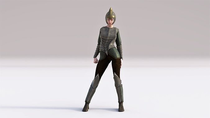 Elven Women Armor Outfit Rigged Low-poly 3D model