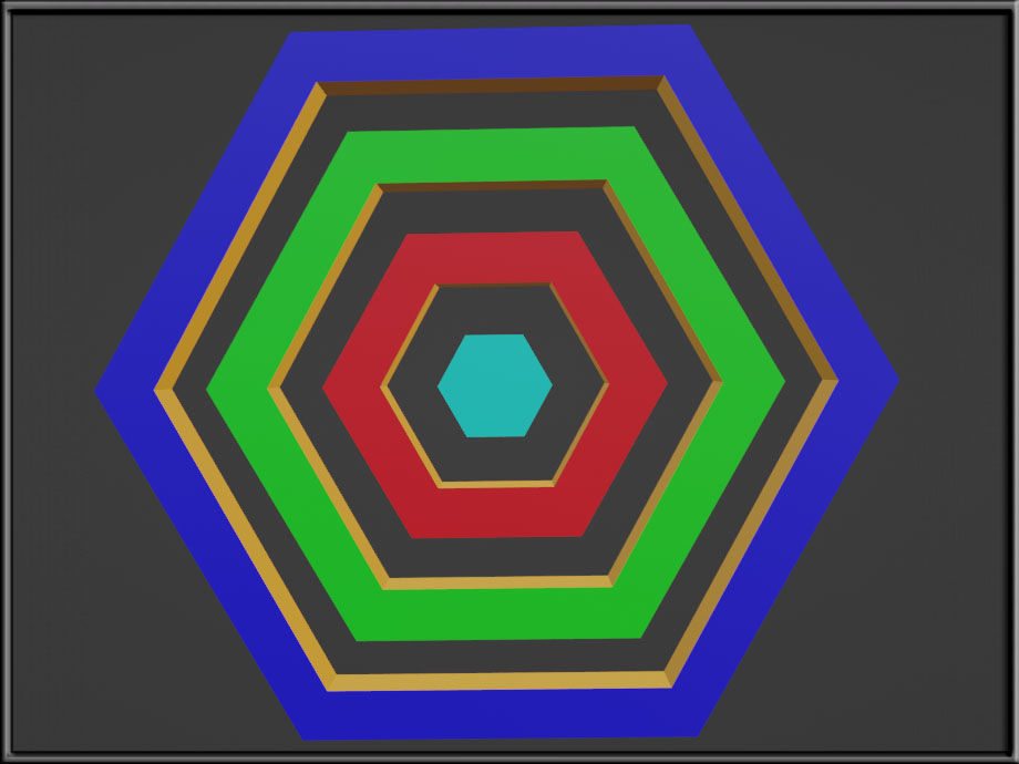 Hexagonal Target Low-poly 3D model_1