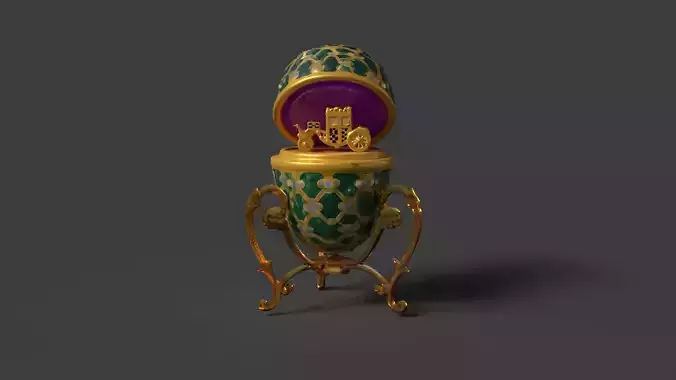 Faberge egg with carriage  Low-poly 3D model