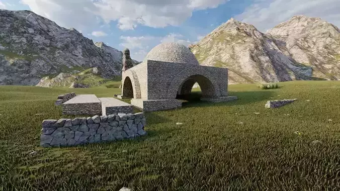 fireplace-Historical temple-place of worship 3D model