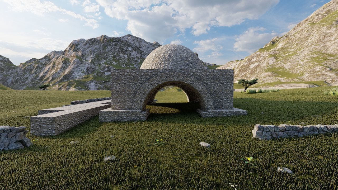 fireplace-Historical temple-place of worship 3D model_4