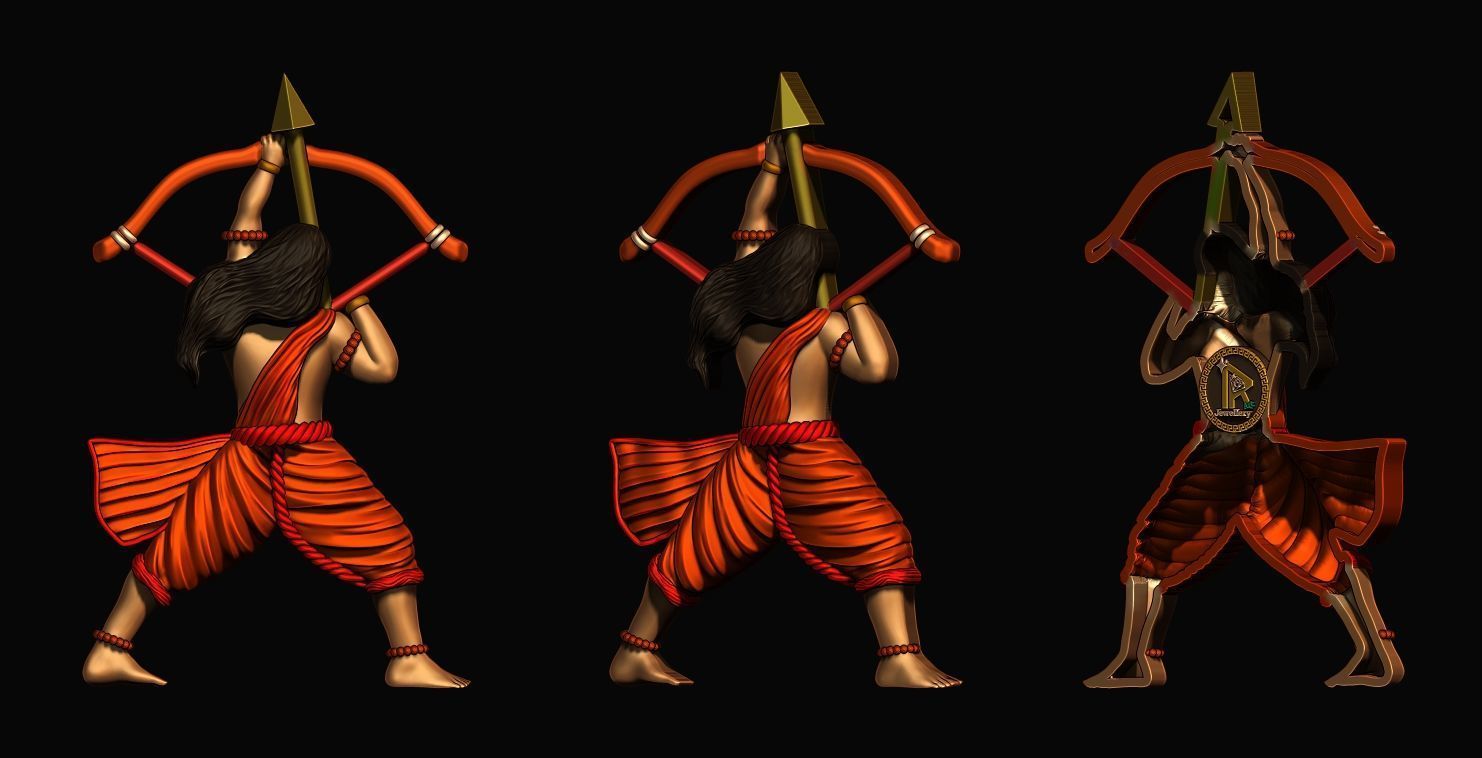 Shri Ram Pendant half 3D 3D print model_1