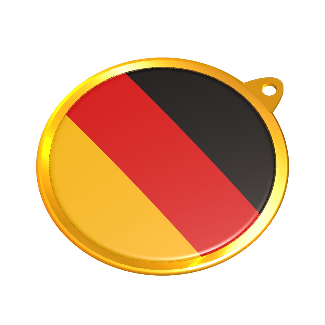 Germany Flag Medal Badge in Gold 3D model_2