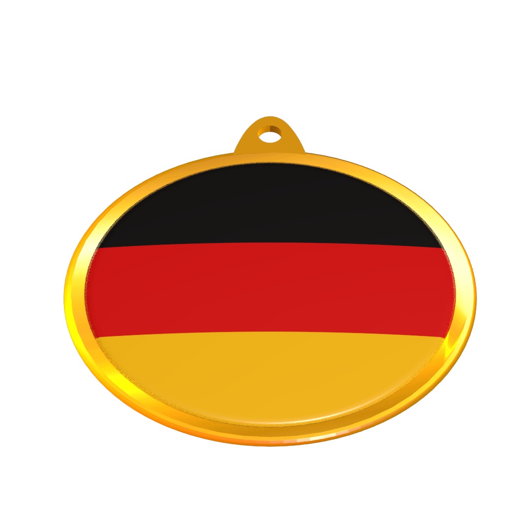 Germany Flag Medal Badge in Gold 3D model_11