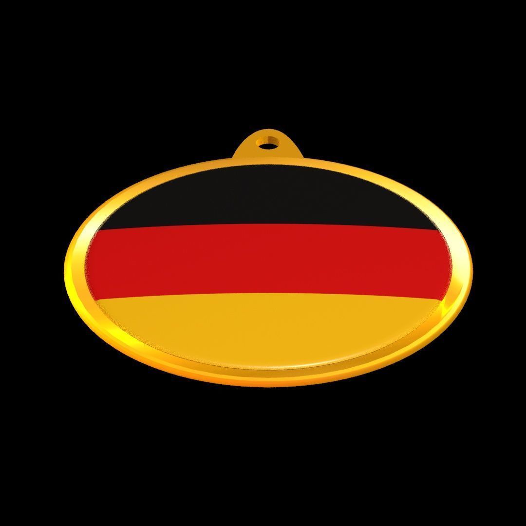 Germany Flag Medal Badge in Gold 3D model_24