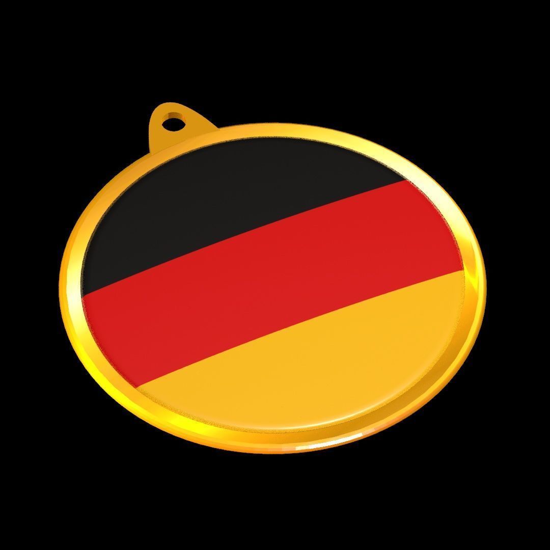 Germany Flag Medal Badge in Gold 3D model_21