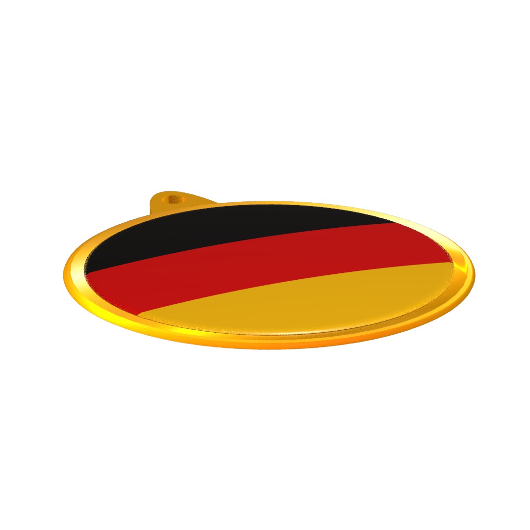 Germany Flag Medal Badge in Gold 3D model_8