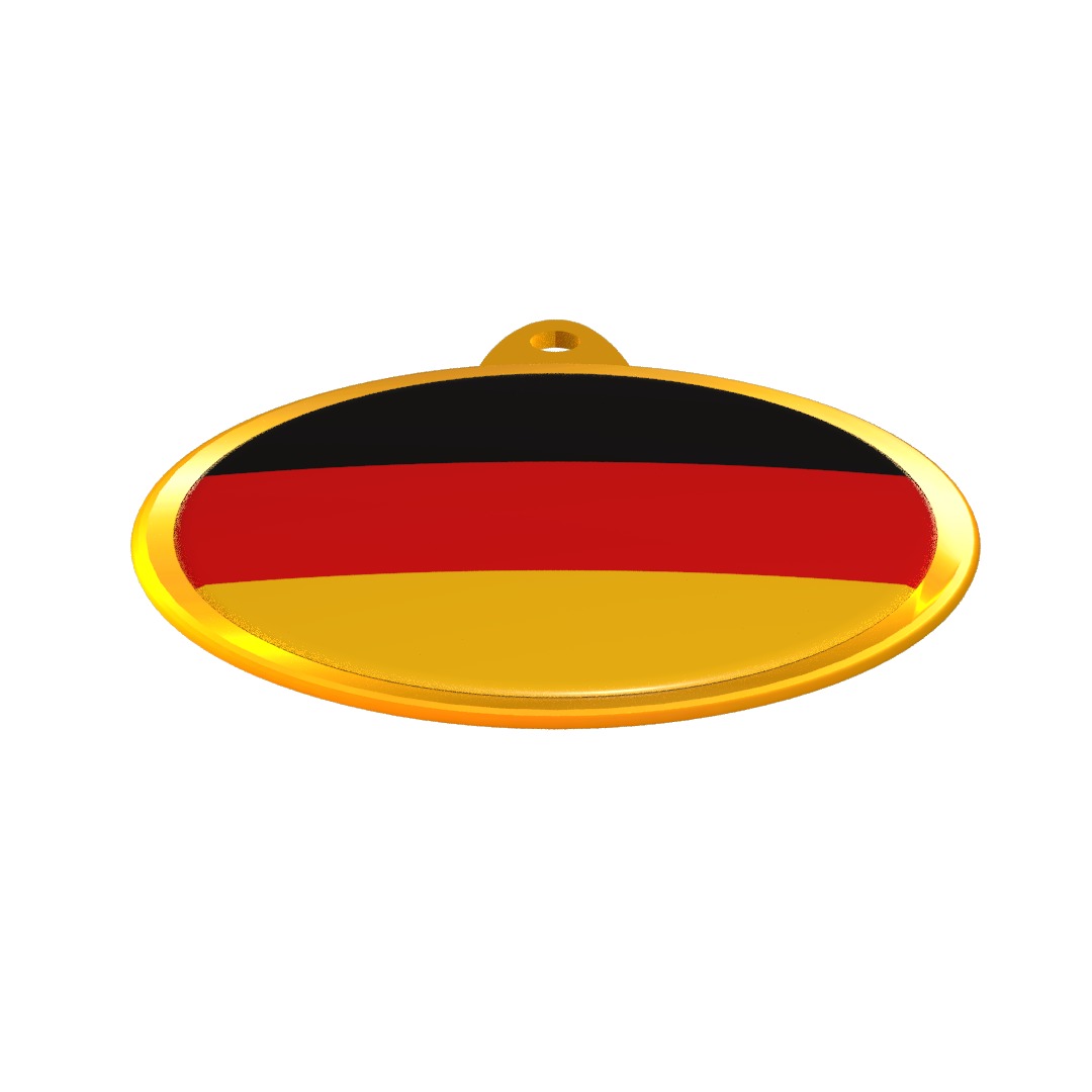 Germany Flag Medal Badge in Gold 3D model_12