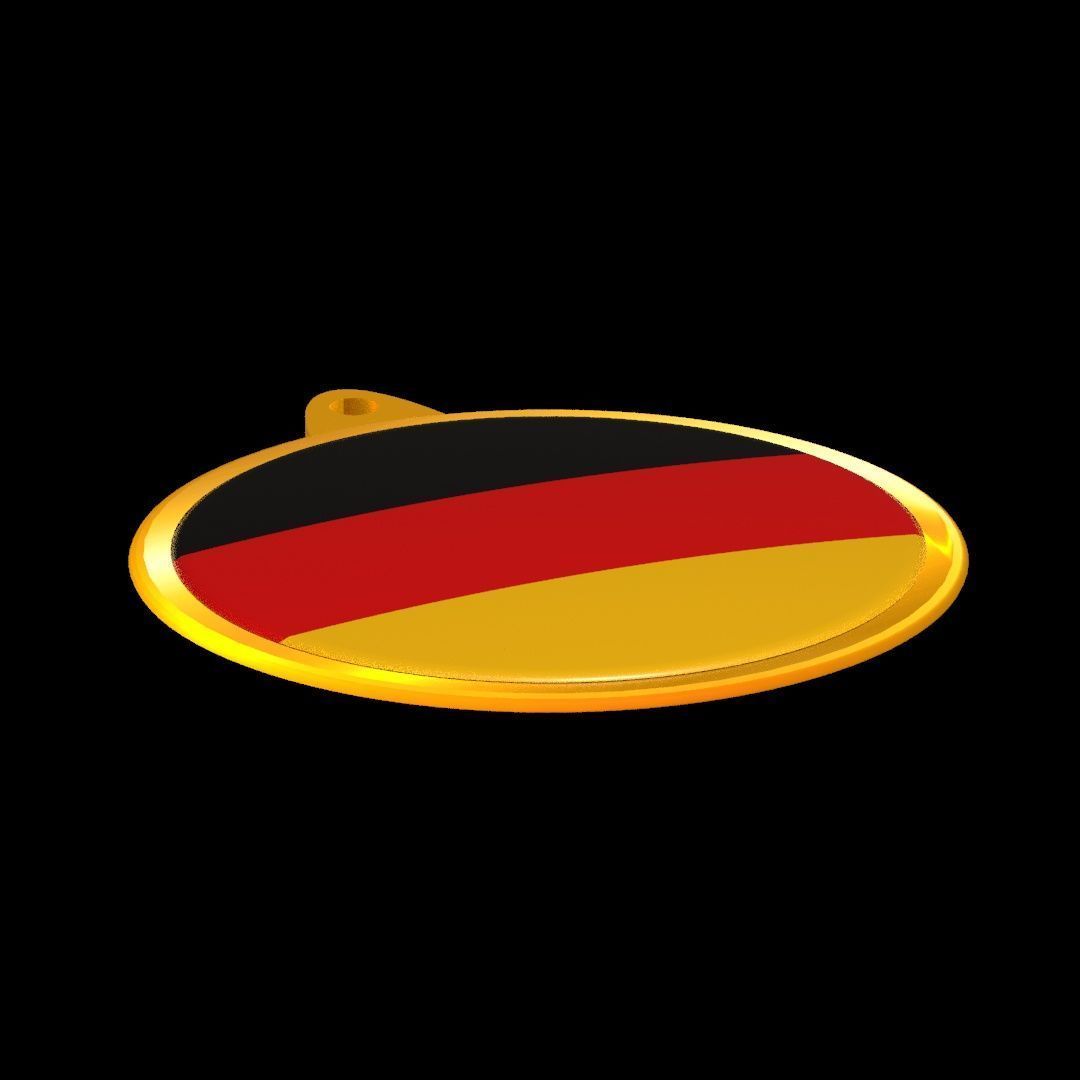 Germany Flag Medal Badge in Gold 3D model_15