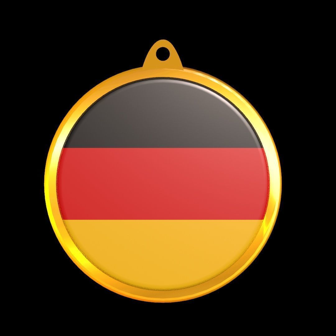 Germany Flag Medal Badge in Gold 3D model_18