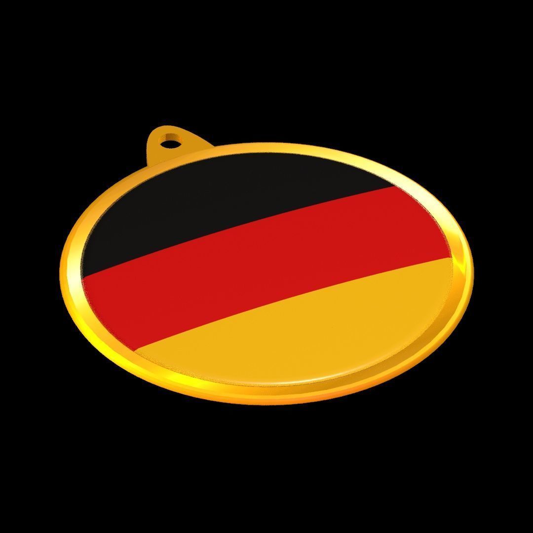 Germany Flag Medal Badge in Gold 3D model_17