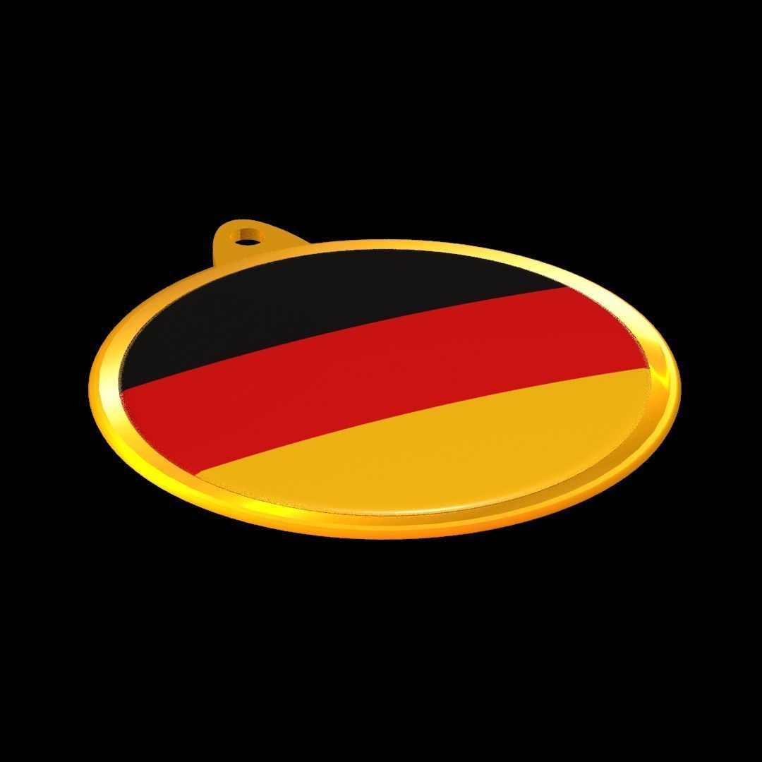 Germany Flag Medal Badge in Gold 3D model_20