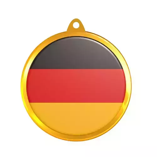 Germany Flag Medal Badge in Gold 3D model