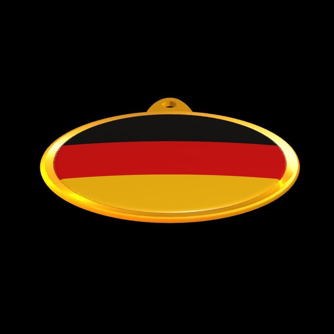 Germany Flag Medal Badge in Gold 3D model_23