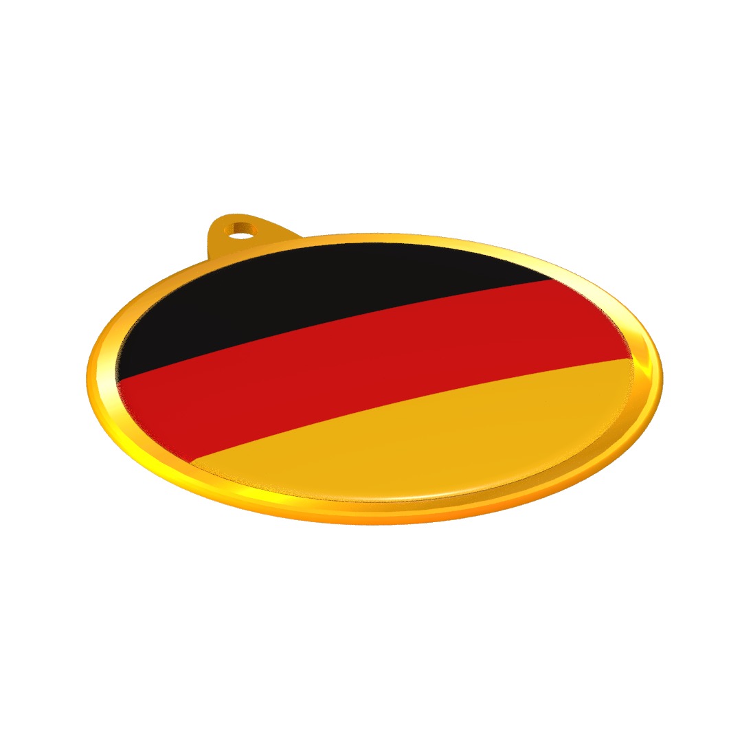 Germany Flag Medal Badge in Gold 3D model_7