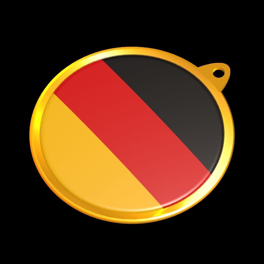 Germany Flag Medal Badge in Gold 3D model_22