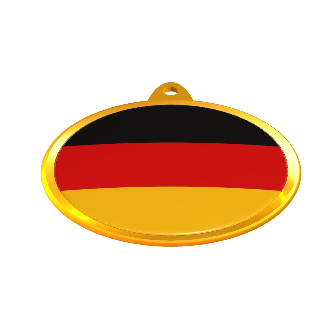 Germany Flag Medal Badge in Gold 3D model_3