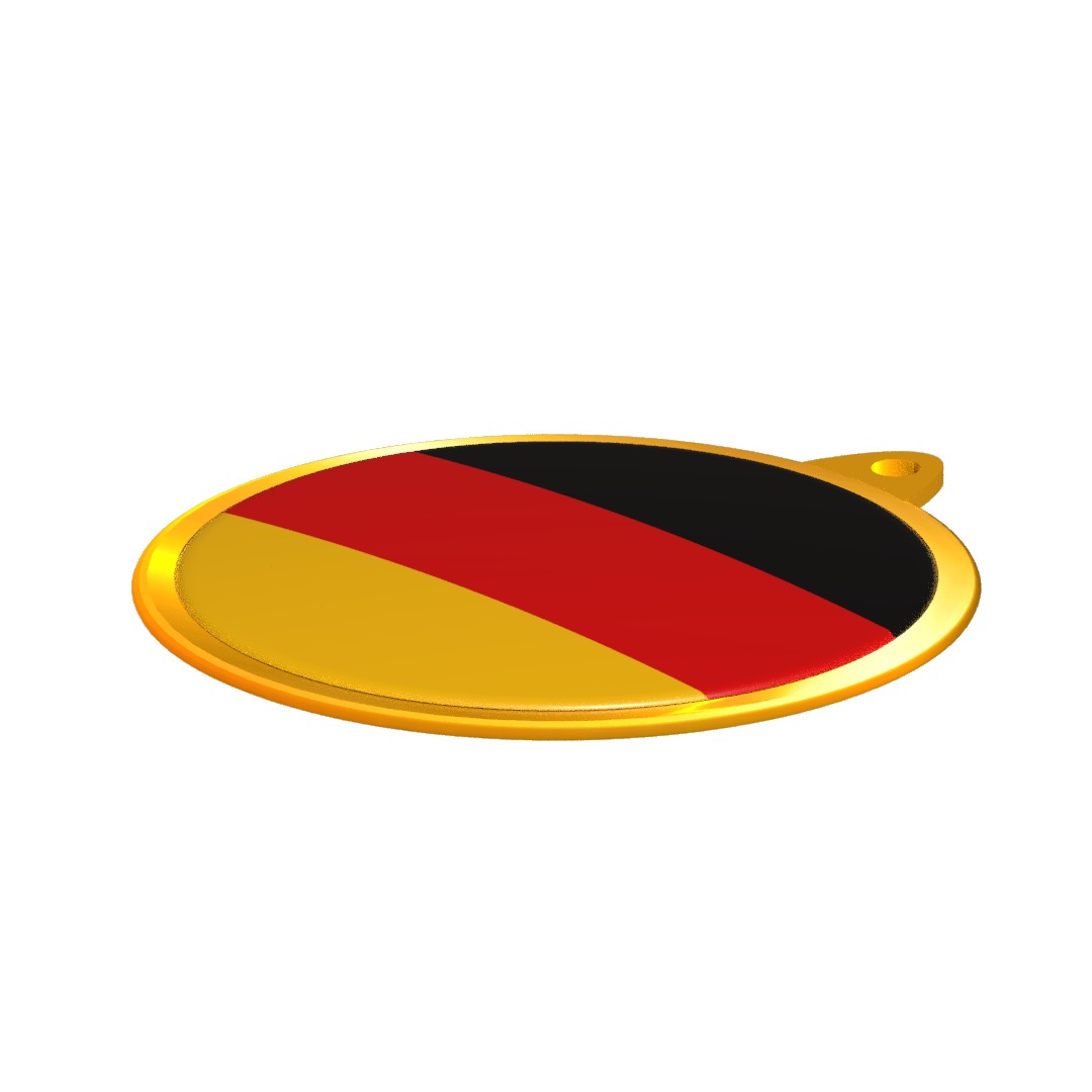 Germany Flag Medal Badge in Gold 3D model_9