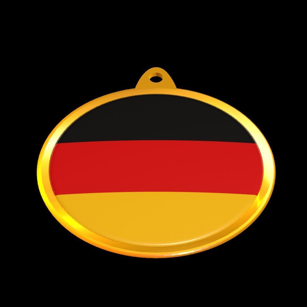 Germany Flag Medal Badge in Gold 3D model_14