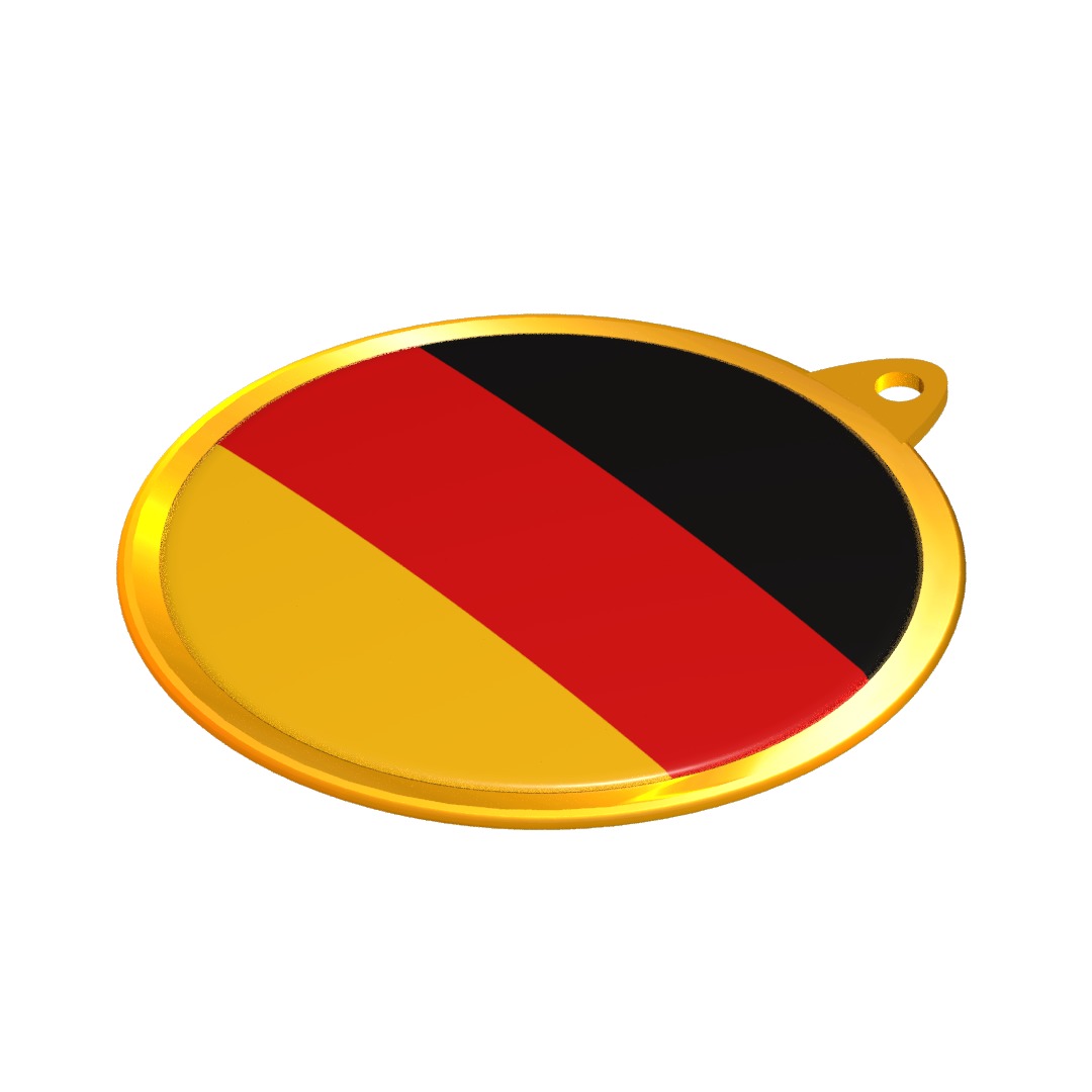 Germany Flag Medal Badge in Gold 3D model_10