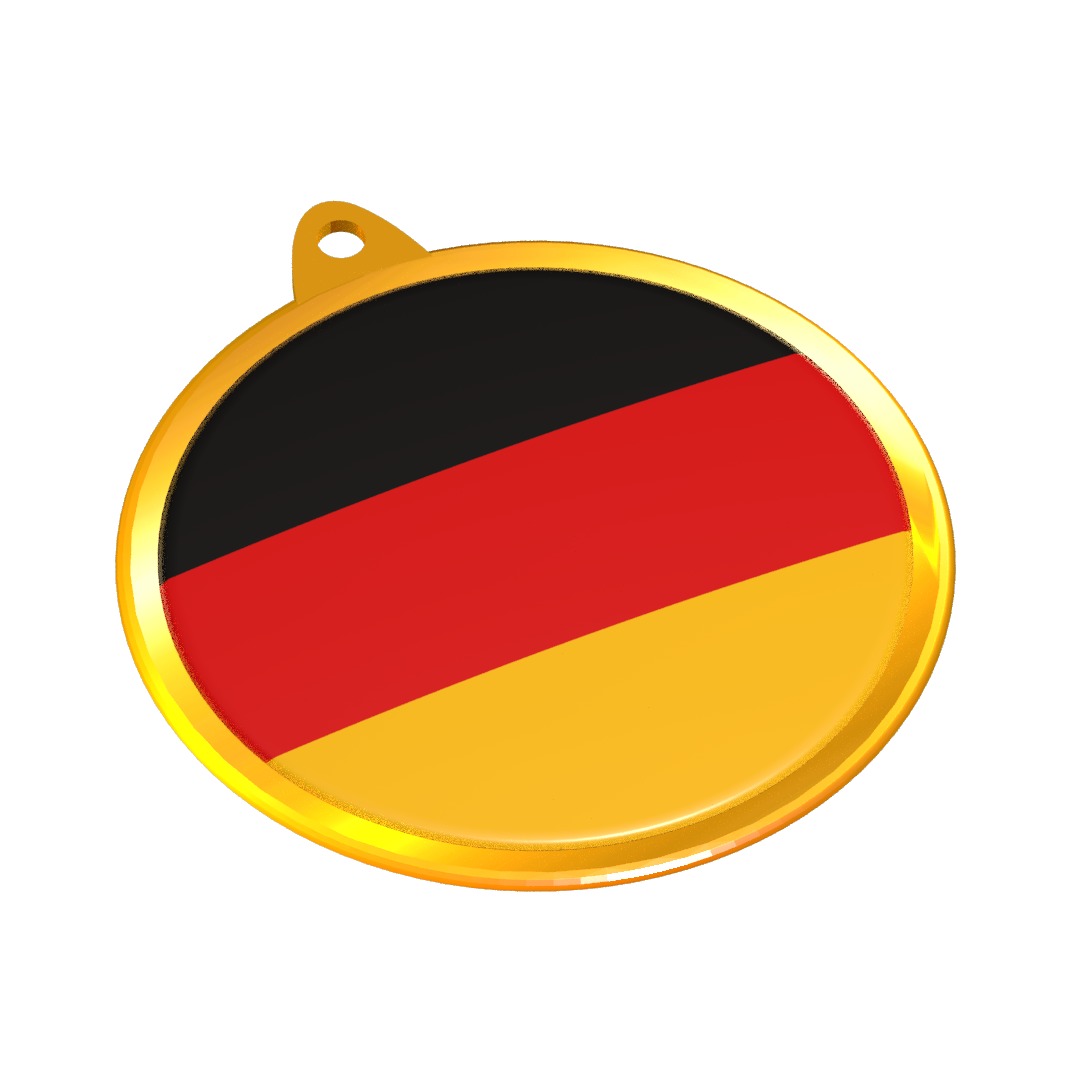 Germany Flag Medal Badge in Gold 3D model_1