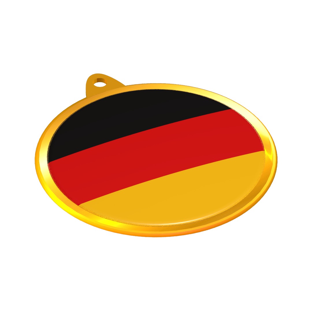 Germany Flag Medal Badge in Gold 3D model_6