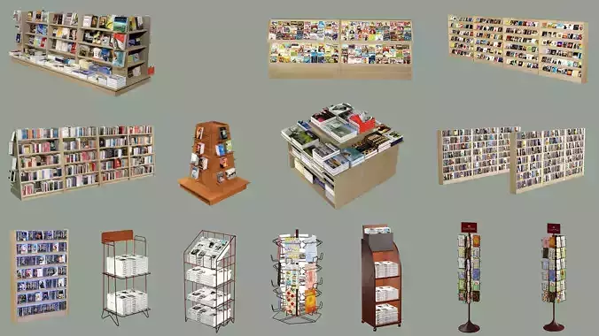 Bookstore Exclusive Collection Book Store Low-Poly 3D model 