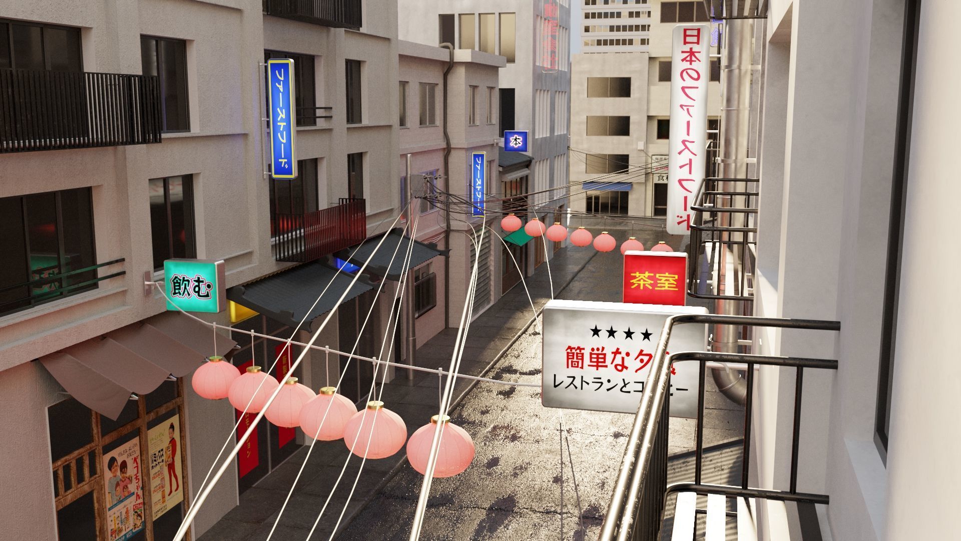 Japanese Street 3D model_13