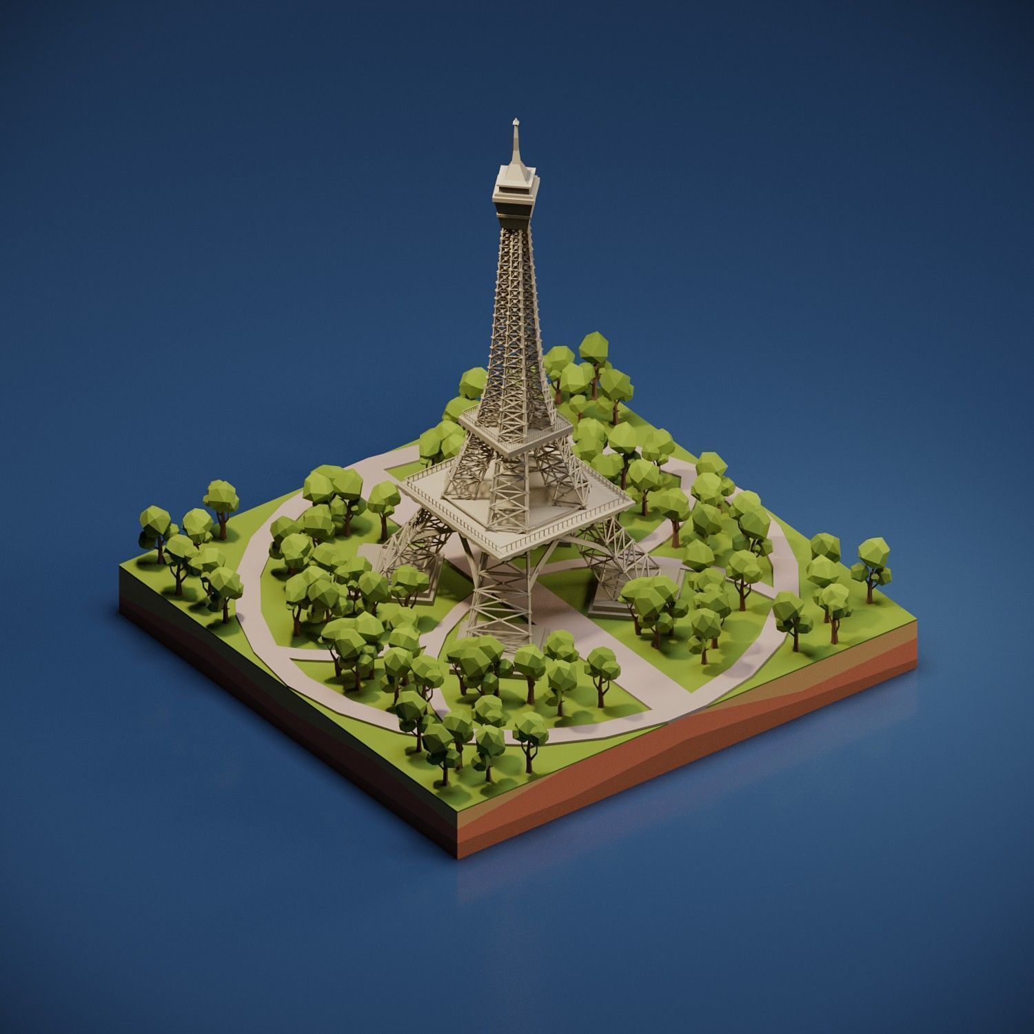 Eifel Tower Low-poly 3D model_1