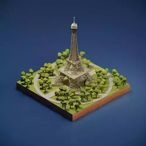 Eifel Tower Low-poly 3D model