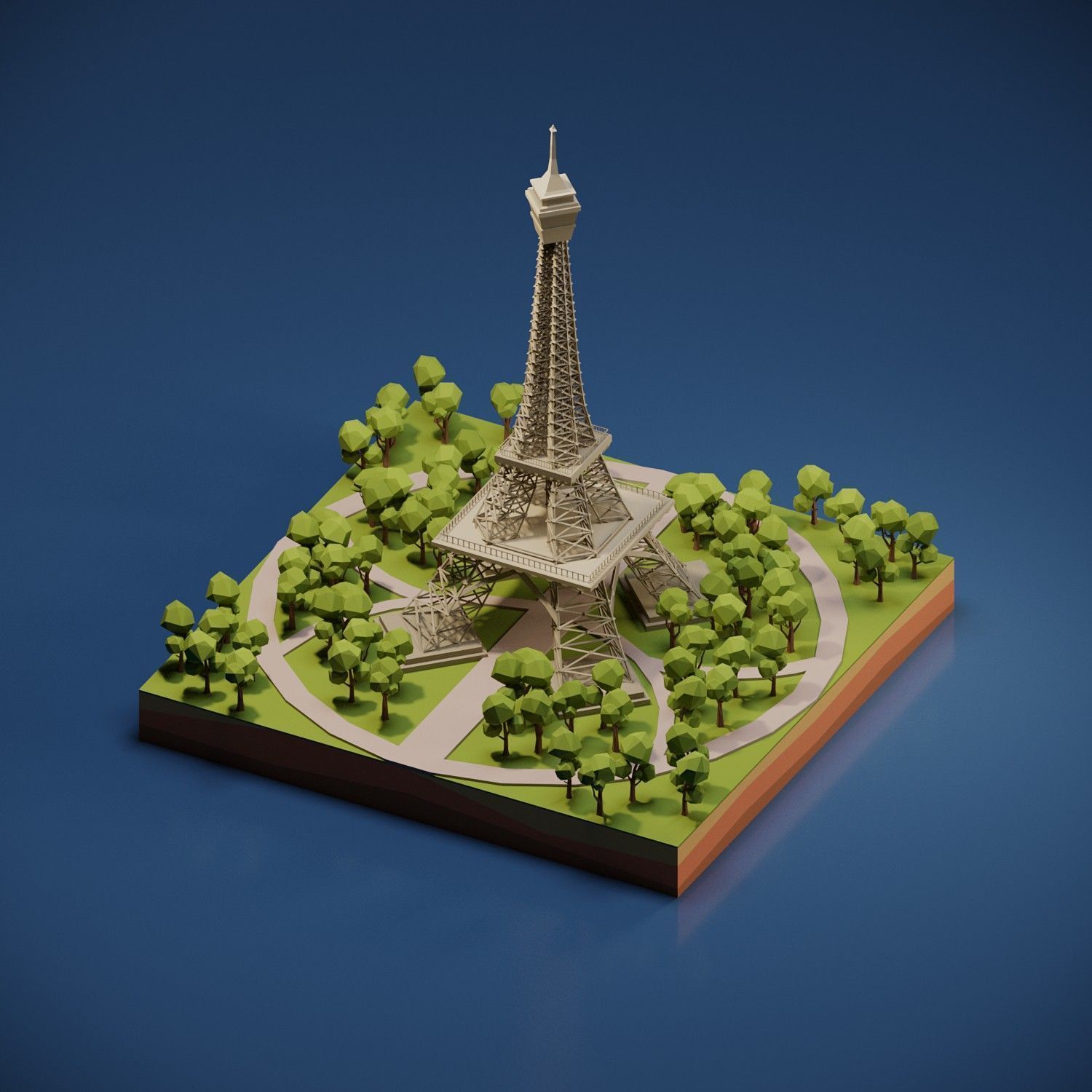 Eifel Tower Low-poly 3D model_3