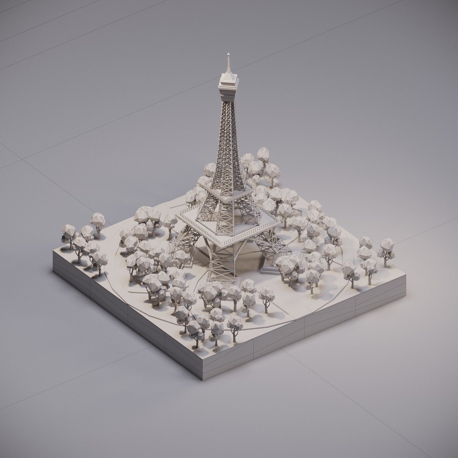 Eifel Tower Low-poly 3D model_2