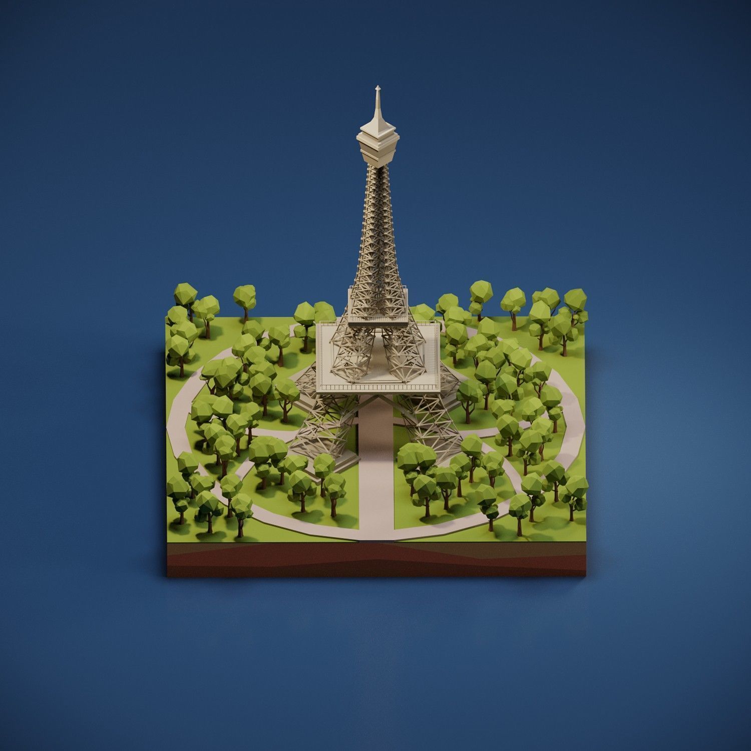 Eifel Tower Low-poly 3D model_4
