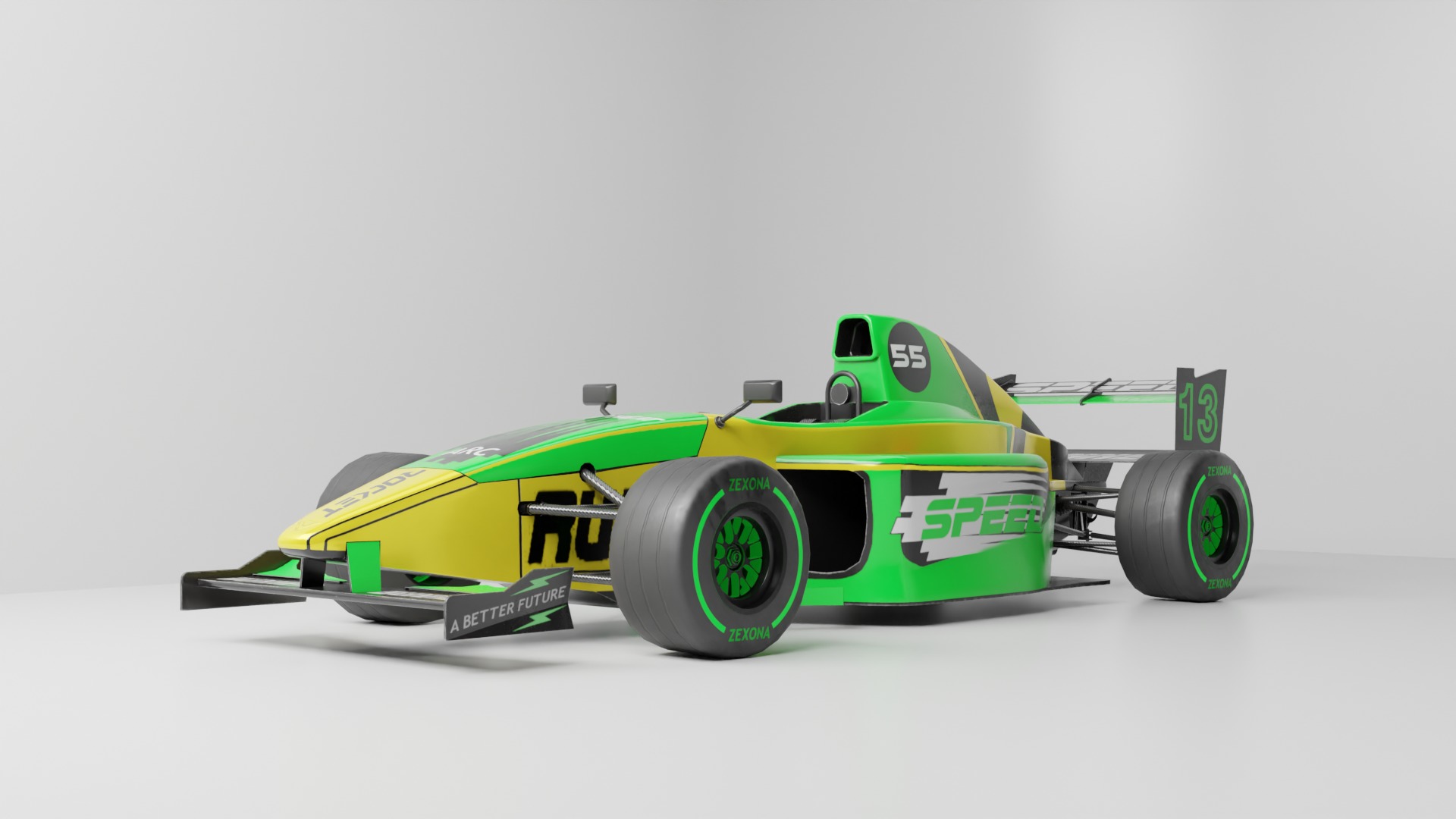 Formula Car Racing  Low-poly 3D model_4