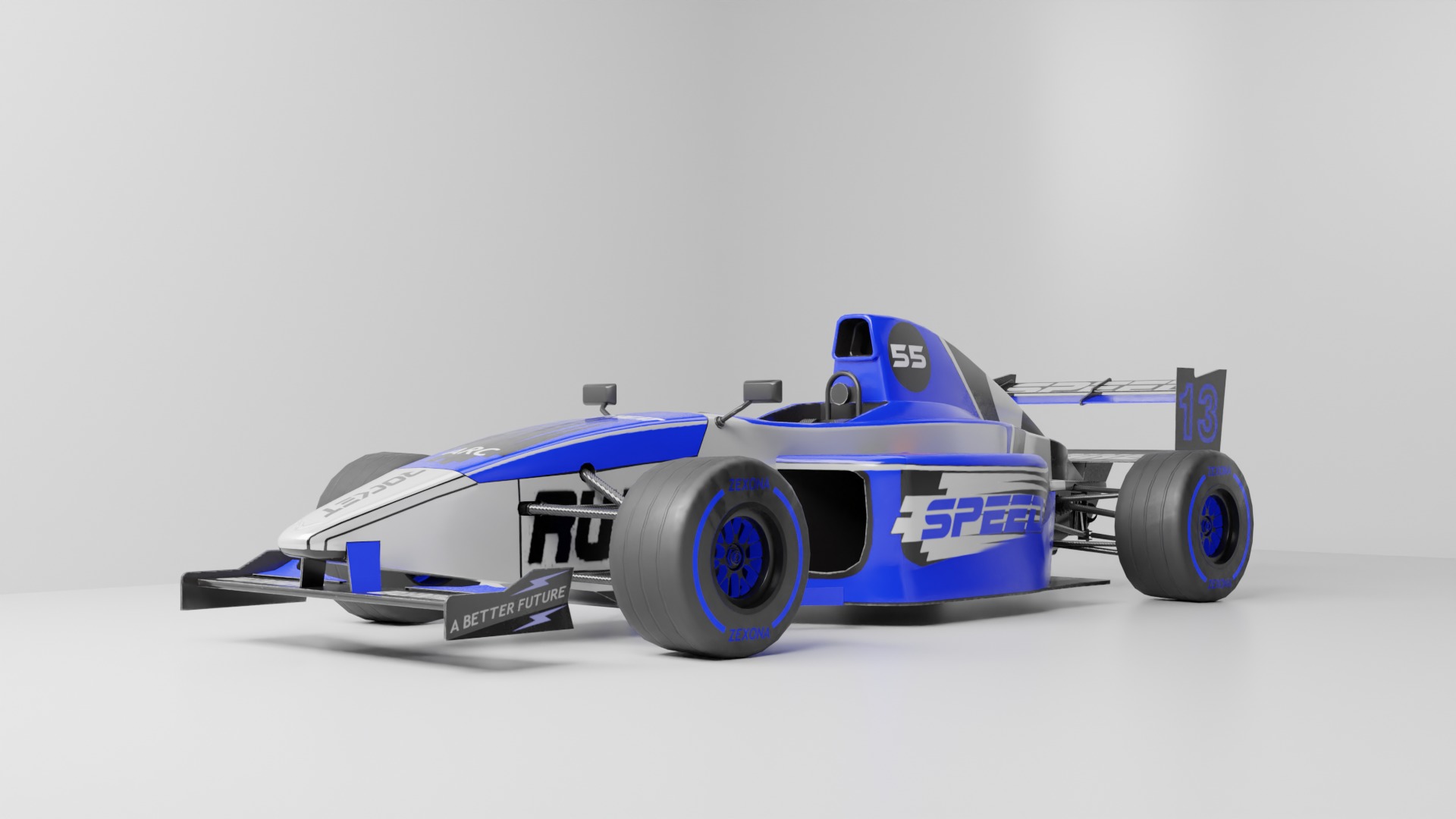 Formula Car Racing  Low-poly 3D model_8
