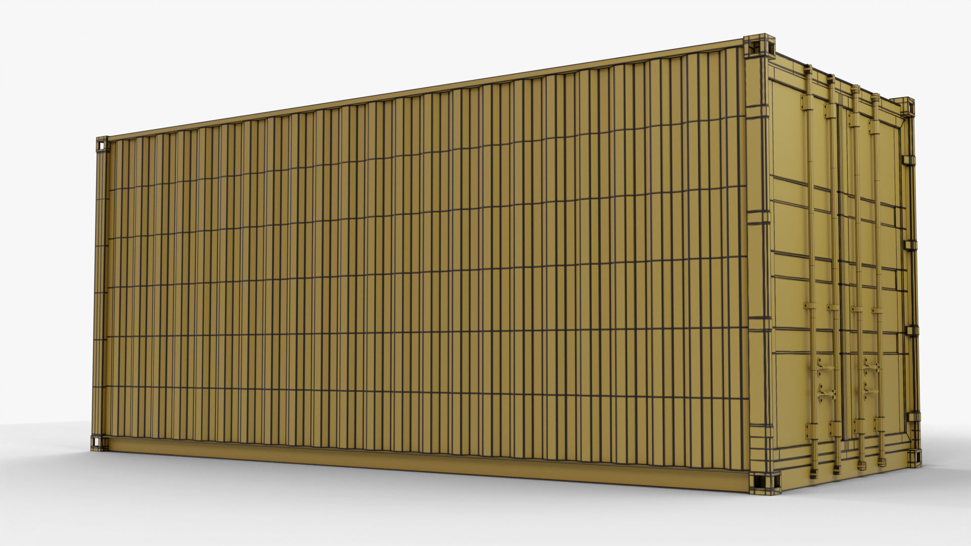 20Ft Cargo Container - Green - Dirty 3D model_16