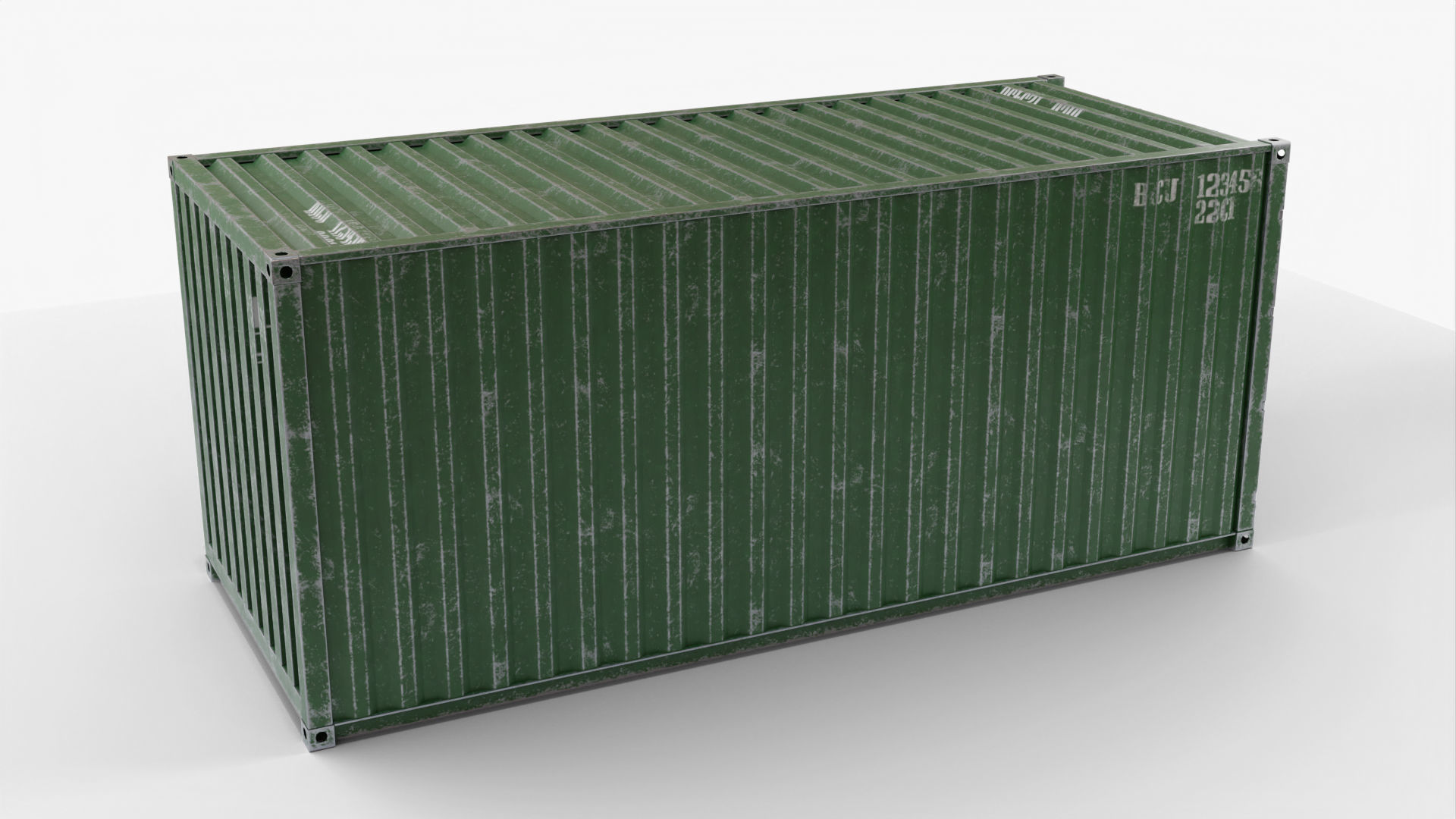 20Ft Cargo Container - Green - Dirty 3D model_4